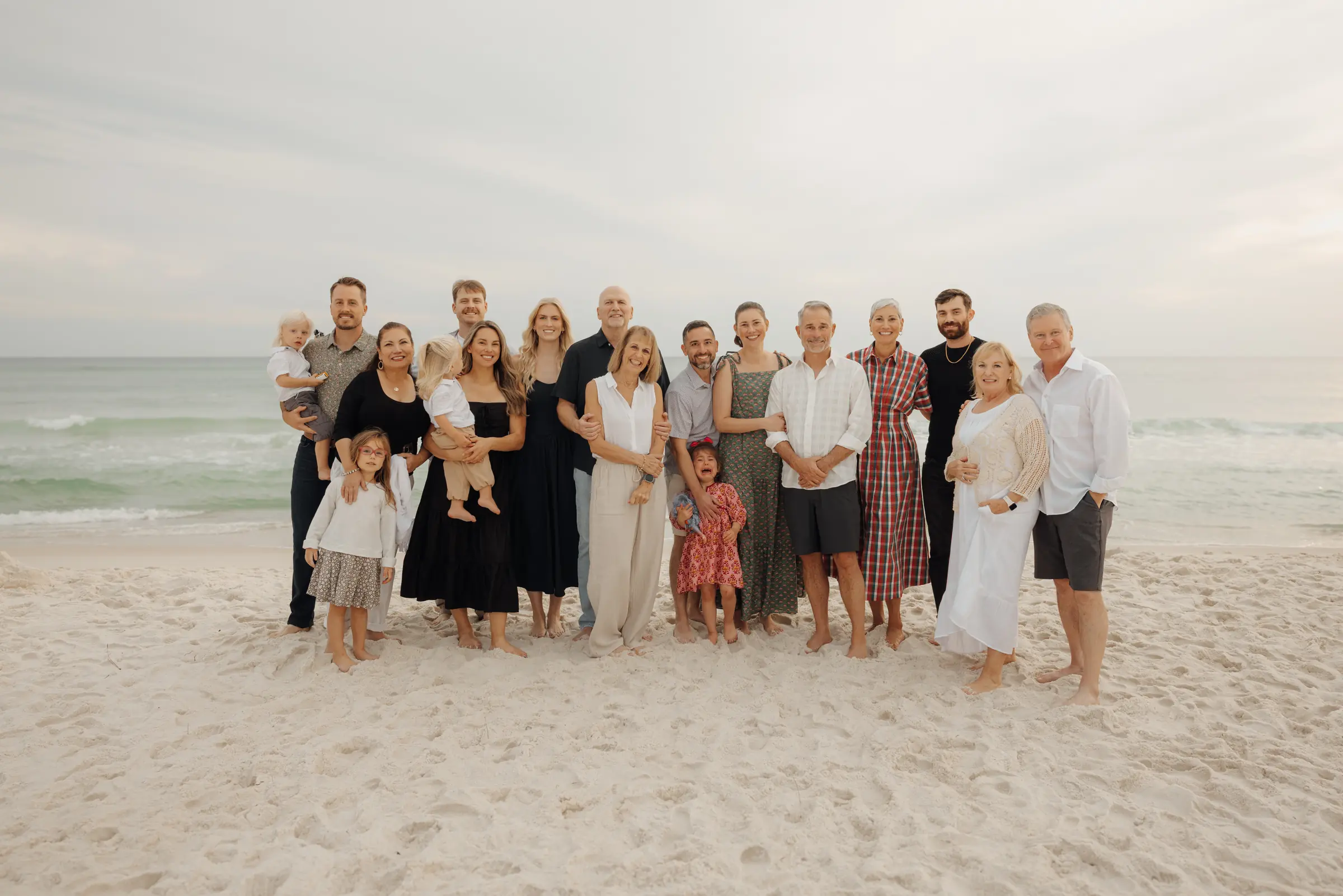 Large family photo on the Gulf beach